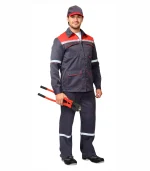 Костюм Механик с брюками, серый/красный
