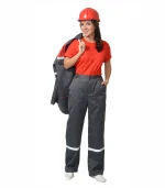 Костюм Механик женский с брюками, серый/красный — изображение 2