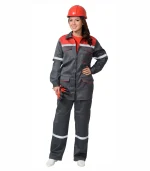 Костюм Механик женский с брюками, серый/красный