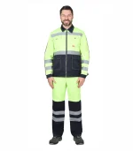 Костюм Магистраль Люкс с брюками, лимонный/т.синий