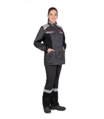 Костюм Вологда женский с брюками, т.серый/черный