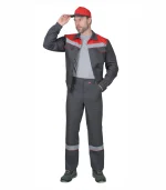 Костюм Мастер с брюками, т.серый/красный