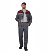 Костюм Фаворит с брюками, т.серый/бордовый