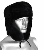 Шапка-ушанка (мутон искусственный), чёрная — изображение 2