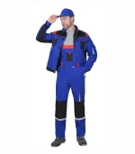 Костюм Стан с п/к, васильковый/черный