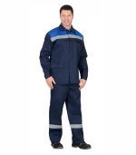 Костюм Производственник с брюками, т.синий/васильковый, 100%ХБ