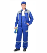 Костюм Практик с п/к, васильковый/св.серый