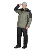 Костюм Европа с брюками, оливковый/черный