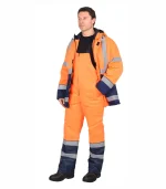 Костюм Магистраль с п/к, оранжевый/т.синий (тк. смесовая)