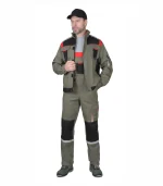 Костюм Стан с п/к, оливковый/черный