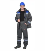 Костюм Рост-Арктика с брюками, серый/васильковый