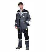 Костюм Фаворит с п/к, т.серый/черный